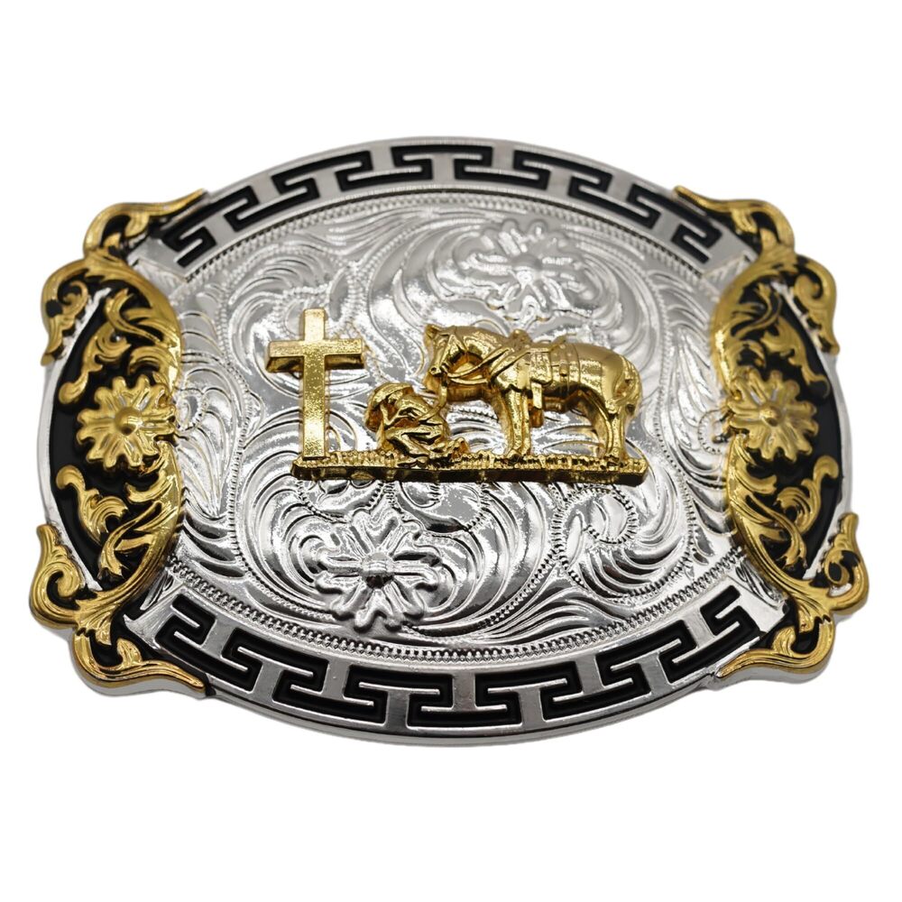 6217 Western Belt Buckles - Praying Rodeo Cowboy Belt Buckle - Fits Up to 2